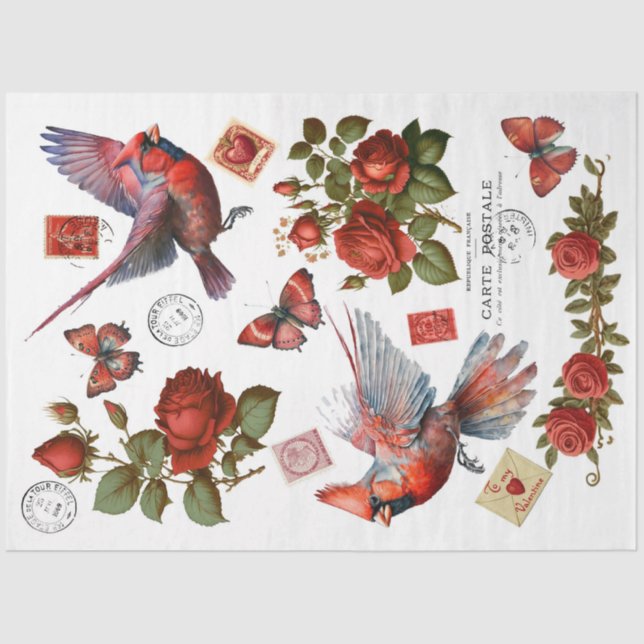 Papel De Seda Cardenales rojos Clipart Tissue Paper (Anverso)