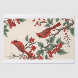 Papel De Seda Cardenales y Bayas Rojas Decoupage