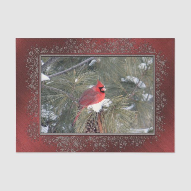 Papel De Seda Cardinal Snow Pine Photo (Anverso)