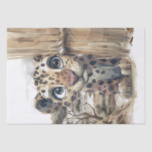 Papel De Seda Caricatura de Leopardo Africano Peeking Safari