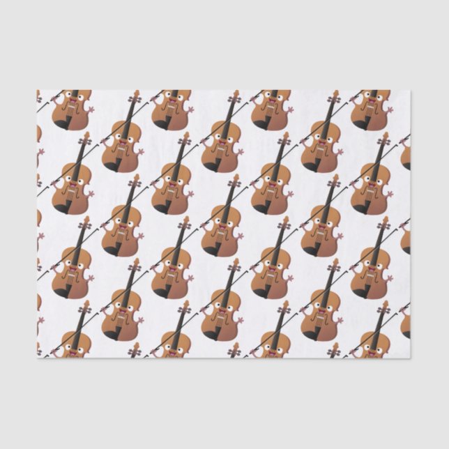 Papel De Seda Caricatura musical divertida en violín (Anverso)