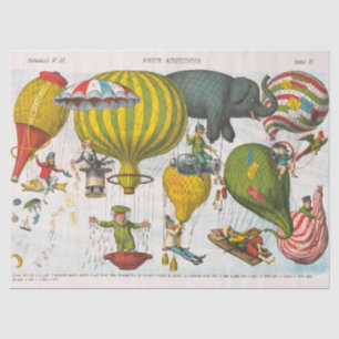 Papel De Seda Caricatura política italiana vintage en globo aero