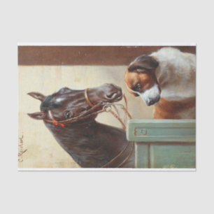 Papel De Seda Carl Richert   Caballo Y Perro
