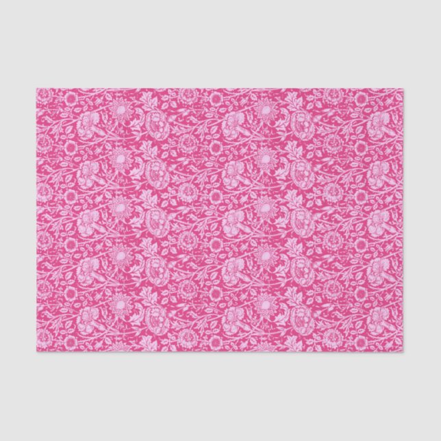 Papel De Seda Carnación modernista Damasco, rosa de Fuchsia (Anverso)