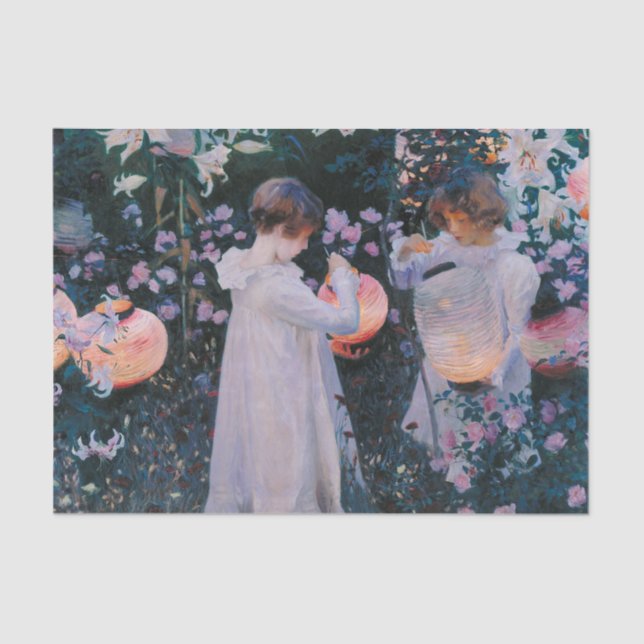 Papel De Seda Carnation Lily Lily Rosa John Singer Sargent Art (Anverso)