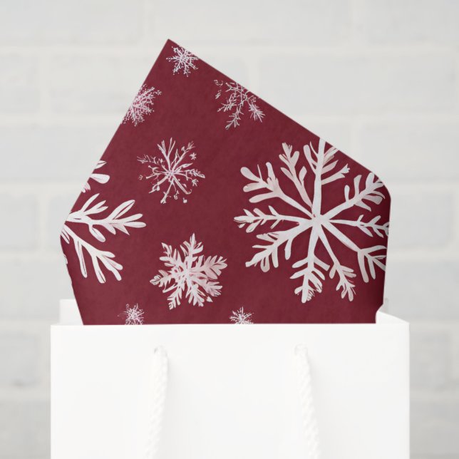 Papel De Seda Carnaval de copo de nieve rojo acuarela (Bolsa de regalo)