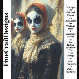Papel De Seda Carnaval Noir Actores de Cara Pintada BK1 Decoupag
