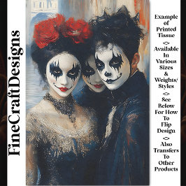 Papel De Seda Carnaval Noir Actores Mimos Victorianos Decoupage 