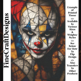 Papel De Seda Carnaval Noir Cara de Payaso Inusual CD3 Decoupage