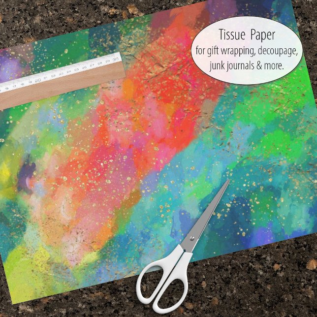 Papel De Seda Carne de oro, azul turquesa y verde brillante (Tissue paper for gift wrap and decoupage)