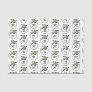 Papel De Seda Carpintero verde en monograma de vuelo