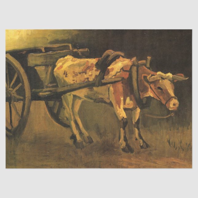 Papel De Seda Carro con ox rojo y blanco (Vincent van Gogh) (Anverso)