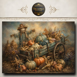 Papel De Seda Carro de cosecha de calabaza espantapájaros Decoup