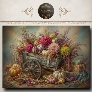 Papel De Seda Carro de Flor de Calabaza Otoño Decoupage