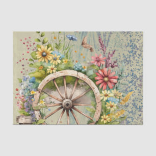 Papel De Seda Carro de madera lleno de flores brillantes y color