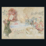 Papel De Seda "Carta a Santa" Vintage Christmas<br><div class="desc">"Carta a Santa" está diseñada a partir de una colección de imágenes antiguas de la siempre encantadora historia de una niñita escribiendo una carta a Santa Claus y llevándola inmediatamente a la caja postal. Santa comprueba su nombre en la lista "traviesa o agradable". En Navidades Eve está en sus renos,...</div>