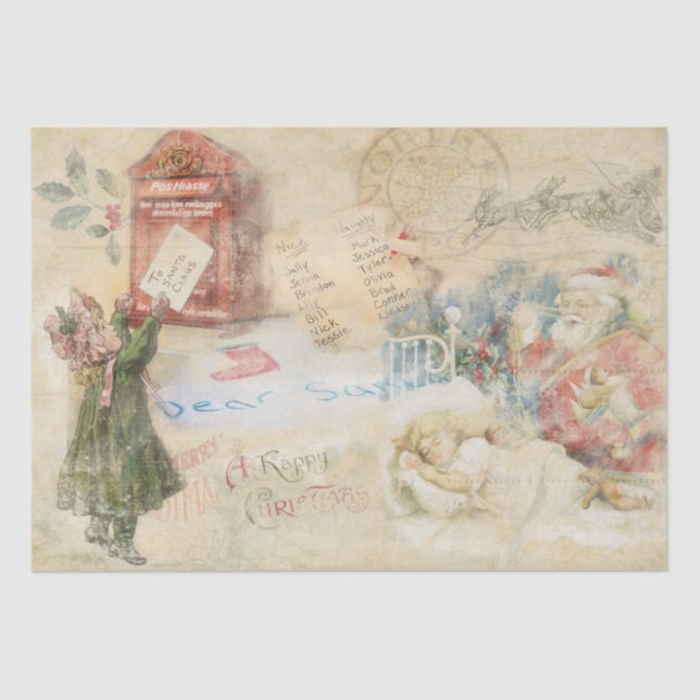 Papel De Seda "Carta a Santa" Vintage Christmas (Anverso)