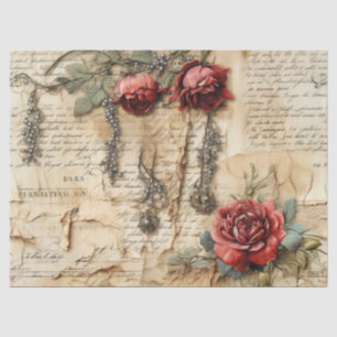 Papel De Seda Carta de amor de pergamino vintage con flores (4)