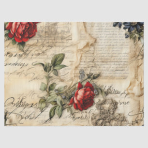 Papel De Seda Carta de amor de pergamino vintage con flores (9)