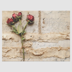 Papel De Seda Carta de amor floral vintage atemporal