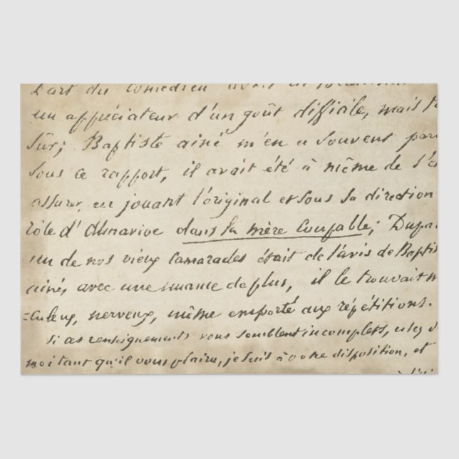 Papel De Seda Carta de escritura francesa de los años 1800 sobre (Anverso)