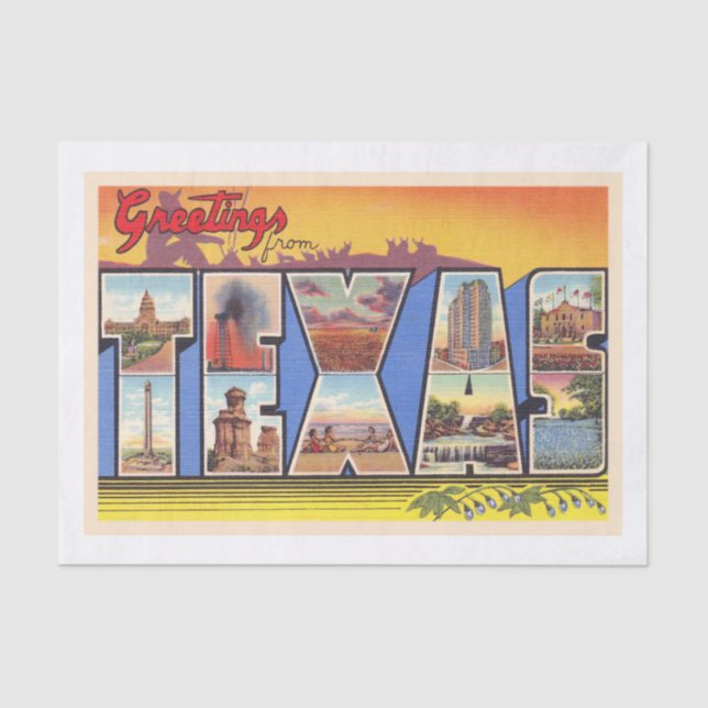 Papel De Seda Carta grande del estado de Texas TX (Anverso)