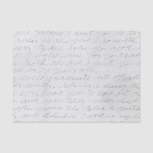 Papel De Seda Carta manuscrita en letra cursiva (Anverso)