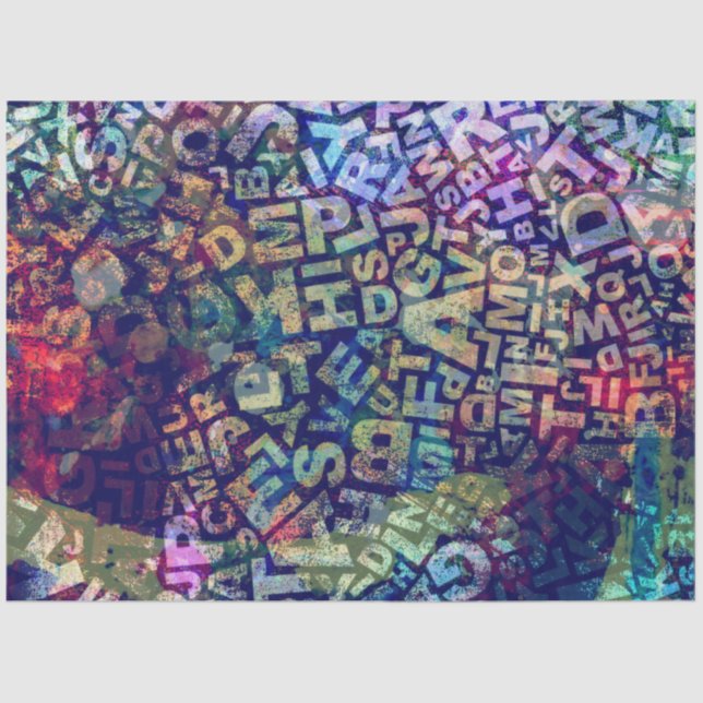 Papel De Seda Cartas Escriba Word Art Background Decoupage (Anverso)