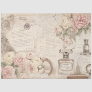 Papel De Seda Cartas Vintage Decoupage Paris Rose