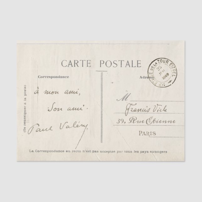 Papel De Seda Carte francesa postale Decoupage Vintage (Anverso)