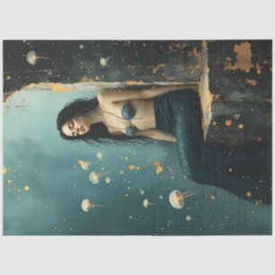 Papel De Seda Cartel de Fantasía del Océano con Medusas Sirena