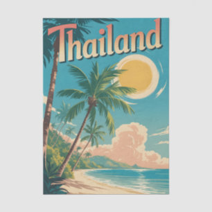 Papel De Seda Cartel de viaje de estilo vintage de una Tailandia