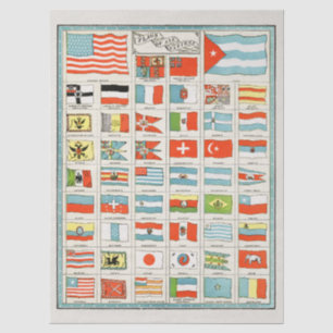 Papel De Seda Cartel Educativo de Banderas Antiguas de Todas las