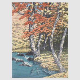 Papel De Seda Cartel Shin-hanga del Arce Rojo Japonés del Río