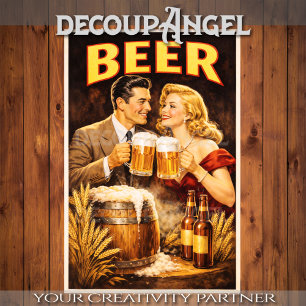 Papel De Seda Cartel Vintage de Celebración de Cerveza Decoupage