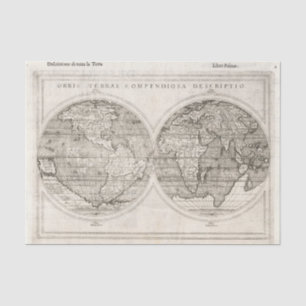 Papel De Seda Cartografía latina del Mapa Mundial de la Vintage