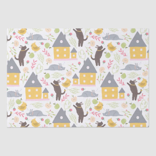 Papel De Seda Casa Amarilla Cuppy Bird Baby Shower (Anverso)