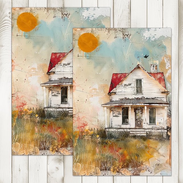 PAPEL DE SEDA CASA DE CAMPO AJADA DECOUPAGE DE MEDIOS MIXTOS (SHABBY OLD FARMHOUSE MIXED MEDIA DECOUPAGE TISSUE PAPER)