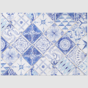 Papel De Seda Casa de campo con cubierta de Diamante Azul mosaic