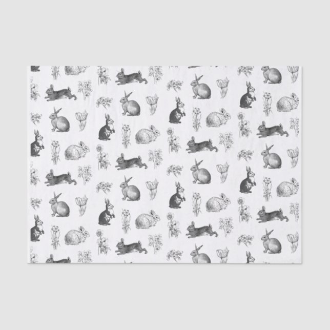 Papel De Seda Casa de campo moderna conejos de Pascua (Anverso)