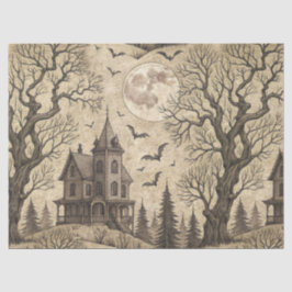 Papel De Seda Casa de época y luna llena