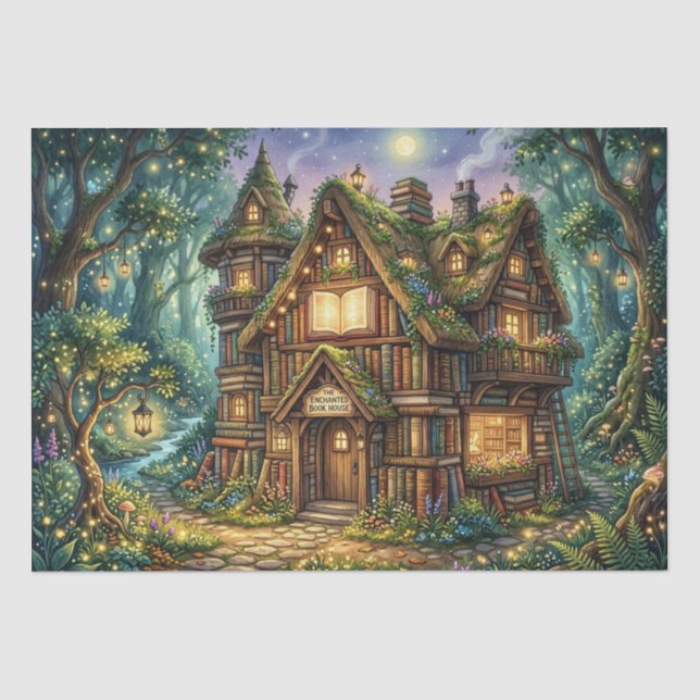 Papel De Seda Casa de Libros Encantada (Anverso)