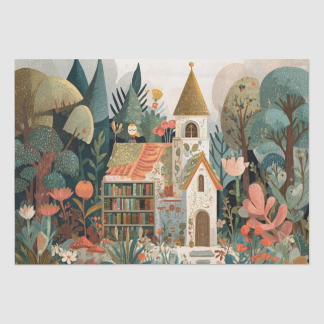 Papel De Seda Casa de Libros Encantada (Anverso)