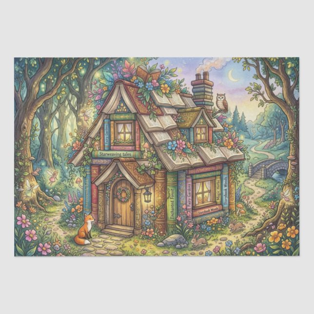 Papel De Seda Casa de Libros Encantada (Anverso)
