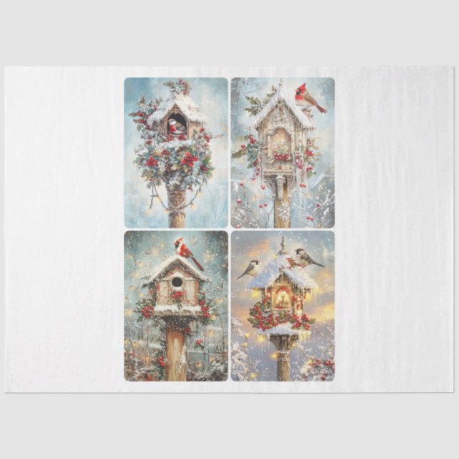 Papel De Seda casa de pájaros de navidades (Anverso)