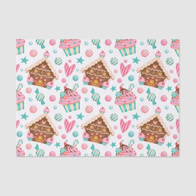 Papel De Seda Casa de pan de jengibre, dulces y pasteles de navi (Anverso)