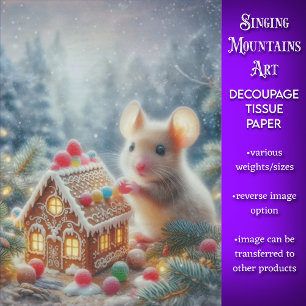 Papel De Seda Casa de Pan de Jengibre Festiva y Decoupage de Rat