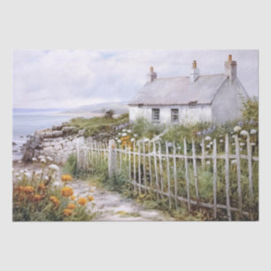 Papel De Seda Casa de playa Paisaje Costero de Cottage Jardín Oc