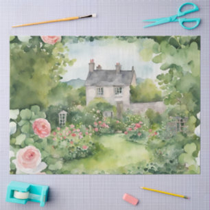 Papel De Seda Casa de pueblo irlandés acuarela estética