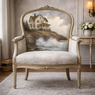 Papel De Seda Casa del Acantilado Blanco en el Mar Decoupage